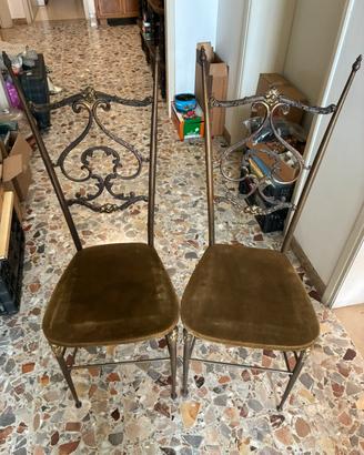 Coppia di sedie artistiche in ottone/bronzo