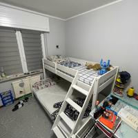 Letto a castello bianco in legno materassi inclusi