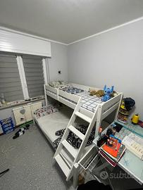 Letto a castello bianco in legno materassi inclusi