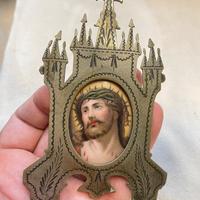 Miniatura antica smalto porcellana dipinta cornice