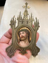 Miniatura antica smalto porcellana dipinta cornice