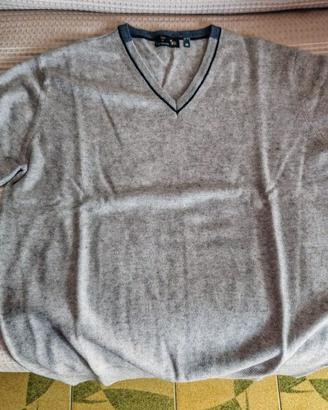 Maglione uomo seta cashmere M beige scollo V