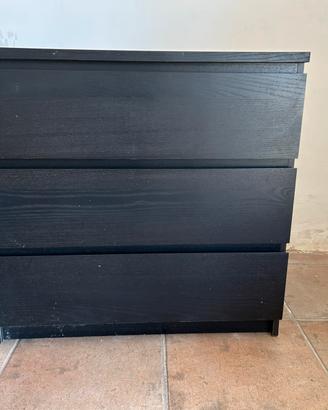 IKEA MALM – Comò + 2 comodini nero-marrone