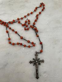 Antico rosario argento e corallo