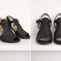 Sandali neri in pelle sintetica tacco 8 cm