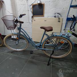 Bici città ELOPS 520 telaio basso azzurra