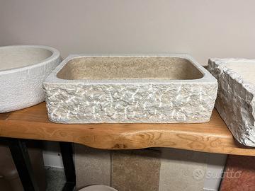 Lavabo da bagno rustico in marmo