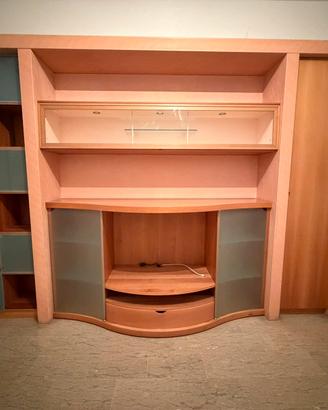 Soggiorno design in vero legno noce + boiserie