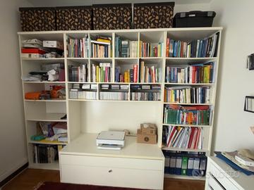 Libreria, divano pelle, letto singolo sdoppiabile