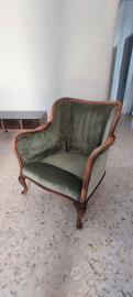 Coppia poltrone Bergère vintage in velluto verde