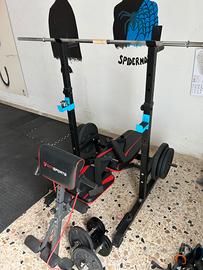 Attrezzi da palestra:Rack,bilanciere,dischi,manubr