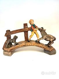 Statuina Presepe Ponte Asino Cane Cartapesta 10cm