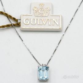 Collana GULVIN oro bianco18kt acquamarina E.2000