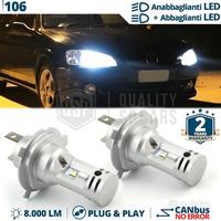 Lampadine LED H4 per fari Peugeot 106 Luce Bianca