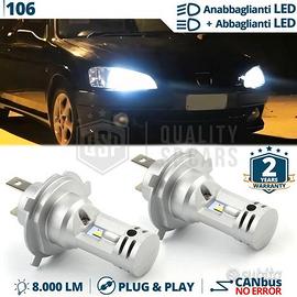 Lampadine LED H4 per fari Peugeot 106 Luce Bianca