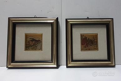 Quadri in foglia d' oro dipinto a mano lotto 2 