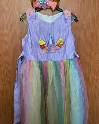 Costume carnevale principessa unicorno 10 anni