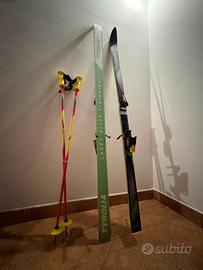 set sci alpino, bastoncini e sacca