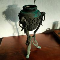 brucia incenso in bronzo e ferro battuto 