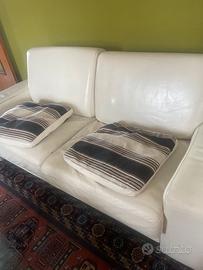 Divano pelle bianca lunghezza mt 2