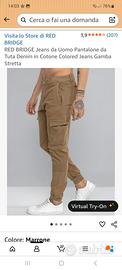 Pantalone uomo cargo in cotone, gamba stretta