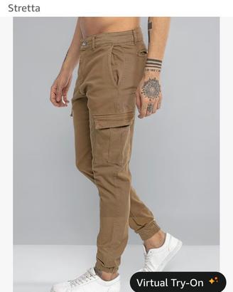 Pantalone uomo cargo in cotone, gamba stretta