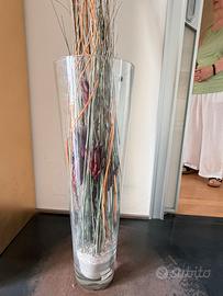 Vaso grande in vetro da terra + rami decorativi