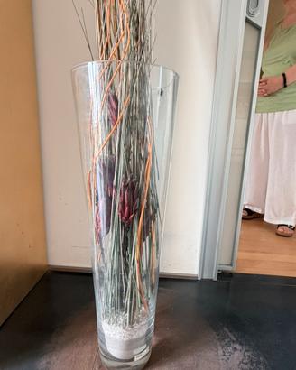 Vaso grande in vetro da terra + rami decorativi