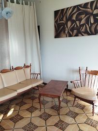 Salottino legno e pelle