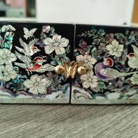 Portagioie in legno con intarsi madreperla coreano