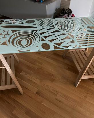 Scrivania Ikea vetro/legno regolabile