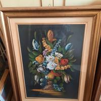 quadri con cornici in legno, olio su tela