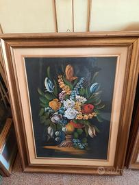 quadri con cornici in legno, olio su tela