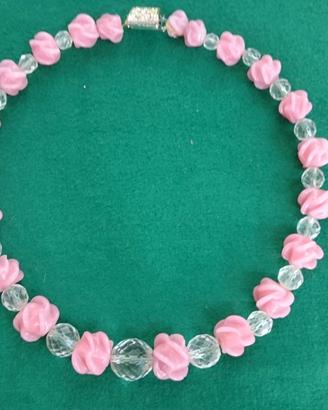 Collana rosa in vetro peso gr. 110 nuova