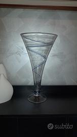Vaso a tromba grande in cristallo trasparente 
