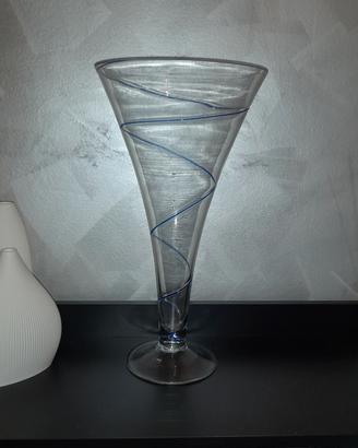 Vaso a tromba grande in cristallo trasparente 