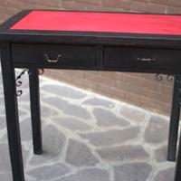 tavolo da gioco legno noce scuro con pelle 