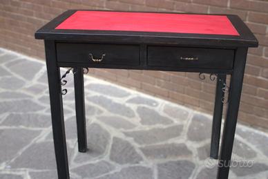 tavolo da gioco legno noce scuro con pelle 