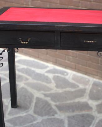 tavolo da gioco legno noce scuro con pelle 