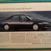 Pubblicità Peugeot 605 originale 1991 vintage