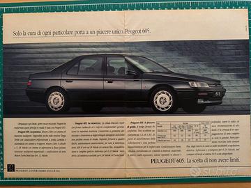 Pubblicità Peugeot 605 originale 1991 vintage