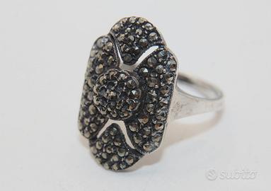 Splendido anello Art Deco argento marcasite
