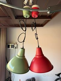 Coppia lampade a sospensione IKEA vintage rosso/ve