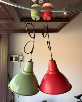 Coppia lampade a sospensione IKEA vintage rosso/ve