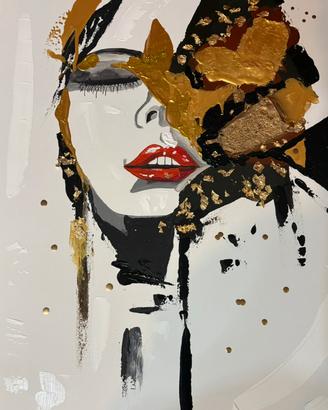 Quadro donna arte moderna japan oro nero