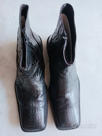 Stivaletto in pelle di coccodrillo vintage nera 42