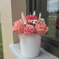 bouquet fiori con vaso in ceramica