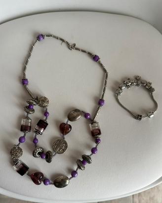 Set Bigiotteria collana  +bracciale simil Pandora