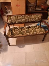 Panca imbottita in legno vintage 