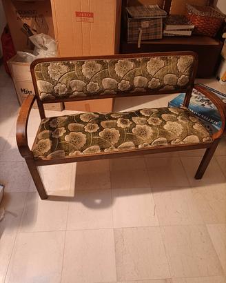 Panca imbottita in legno vintage 